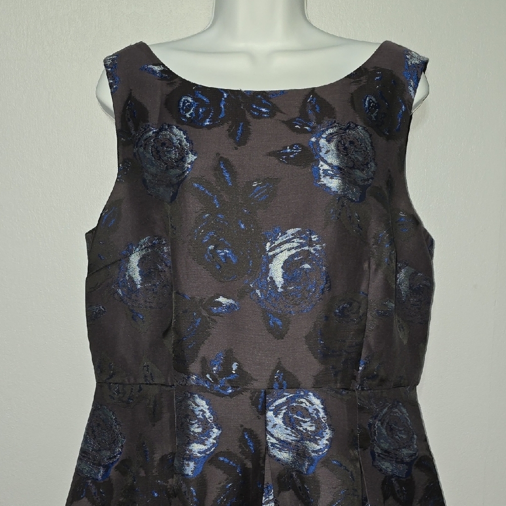 Talbots Black and Blue Floral Midi Dress - Picture 2 of 12